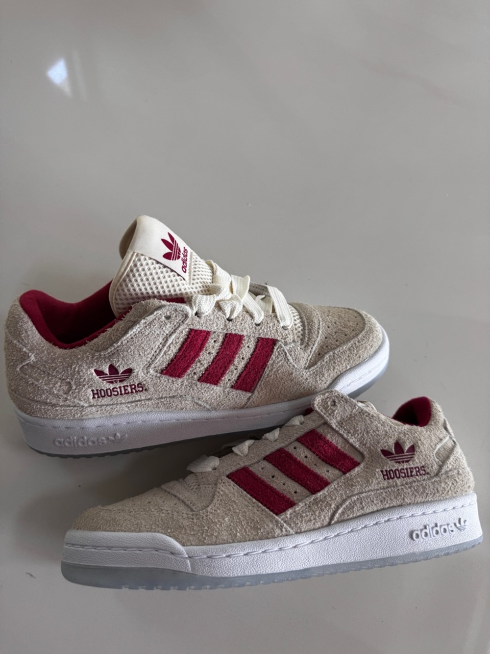 adidas Hoosiers Suede Sneakers - Cream and Red